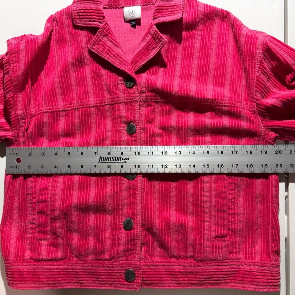 Cabi 4124 Hot Pink Corduroy Jacket Womens XS Cotton Ribbed Trucker Button Up - Picture 6 of 10
